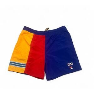 Vintage Fila Swim Trunks Colorful Size Large Mesh Lined 90s Y2K Beach Vacation